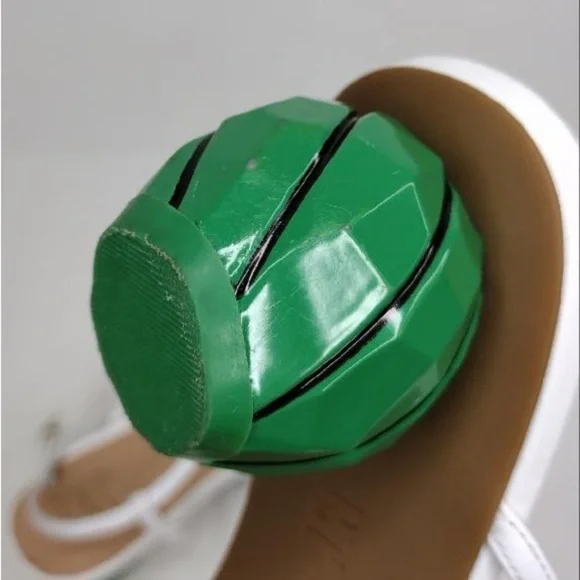 INC White Green Calise Square Toe Buckle Ankle Vacation Embellished Round Heel - Picture 13 of 15